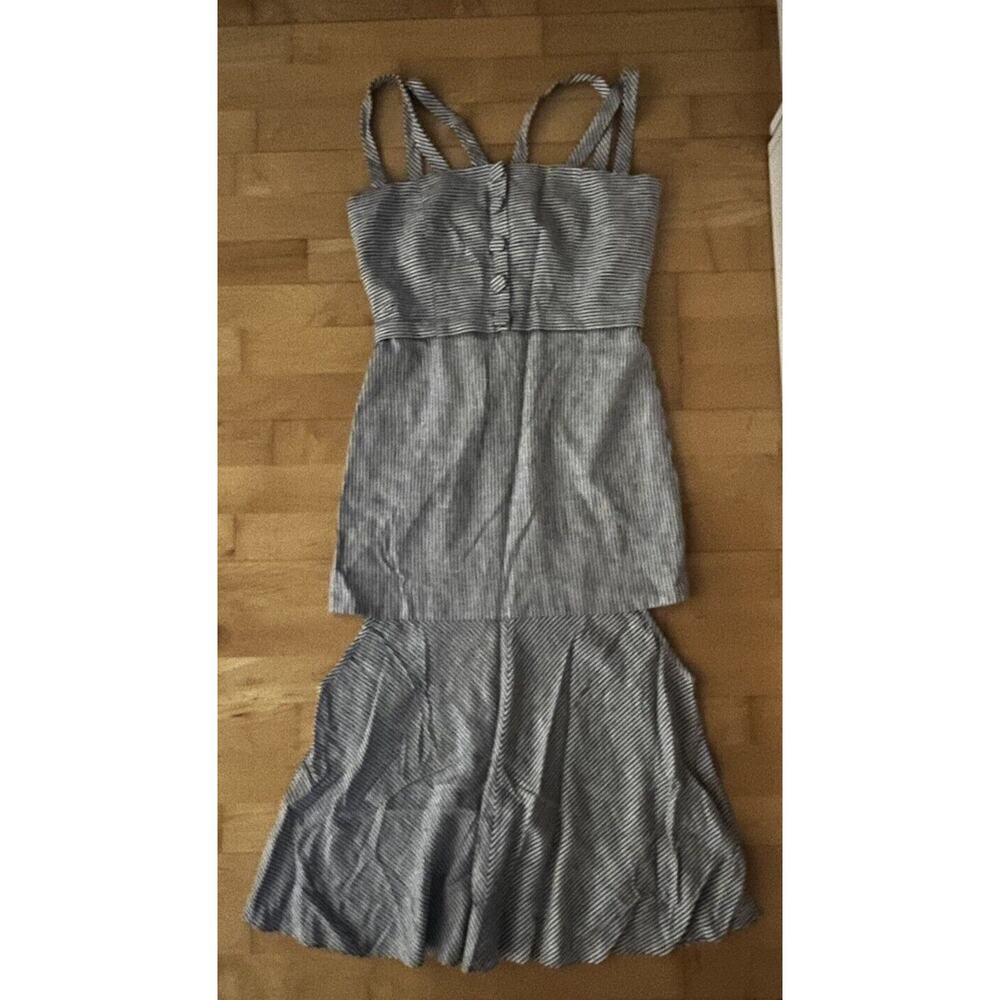 Lolitta Linen Blend Criss Cross Strap Cut Out Midi Striped Dress 38 US 6